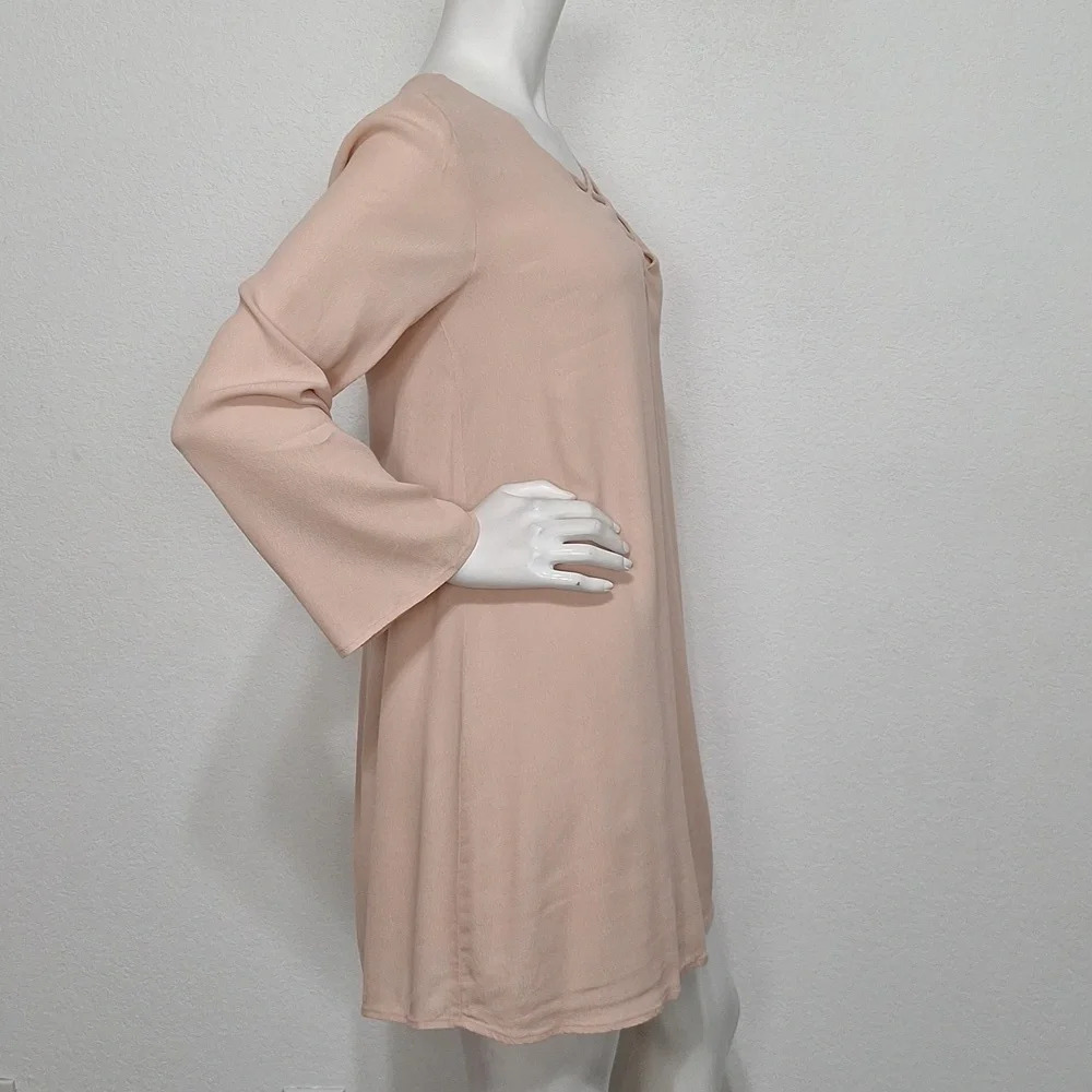 ASTR The Label Blush Pink Coquette Lace Up Cottagecore Shift Mini Dress Size S - Picture 6 of 12